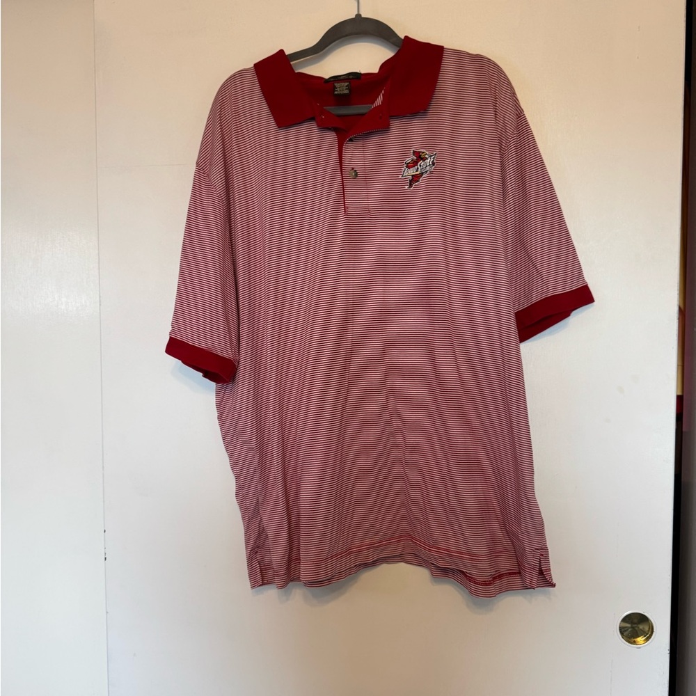 Antigua Red and White Iowa State University Polo Shirt